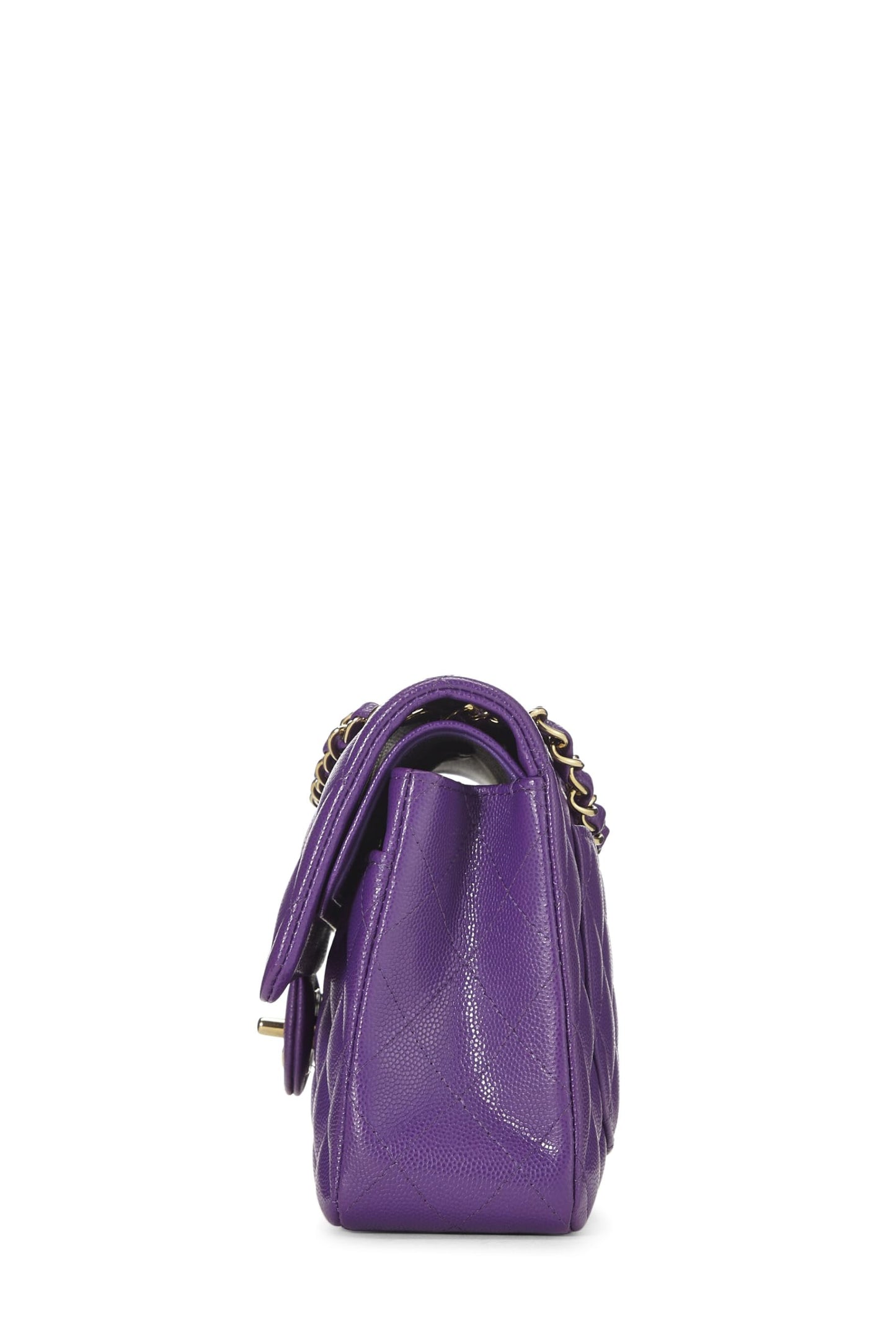 Chanel,  Purple Quilted Caviar Classic Double Flap Small, Purple