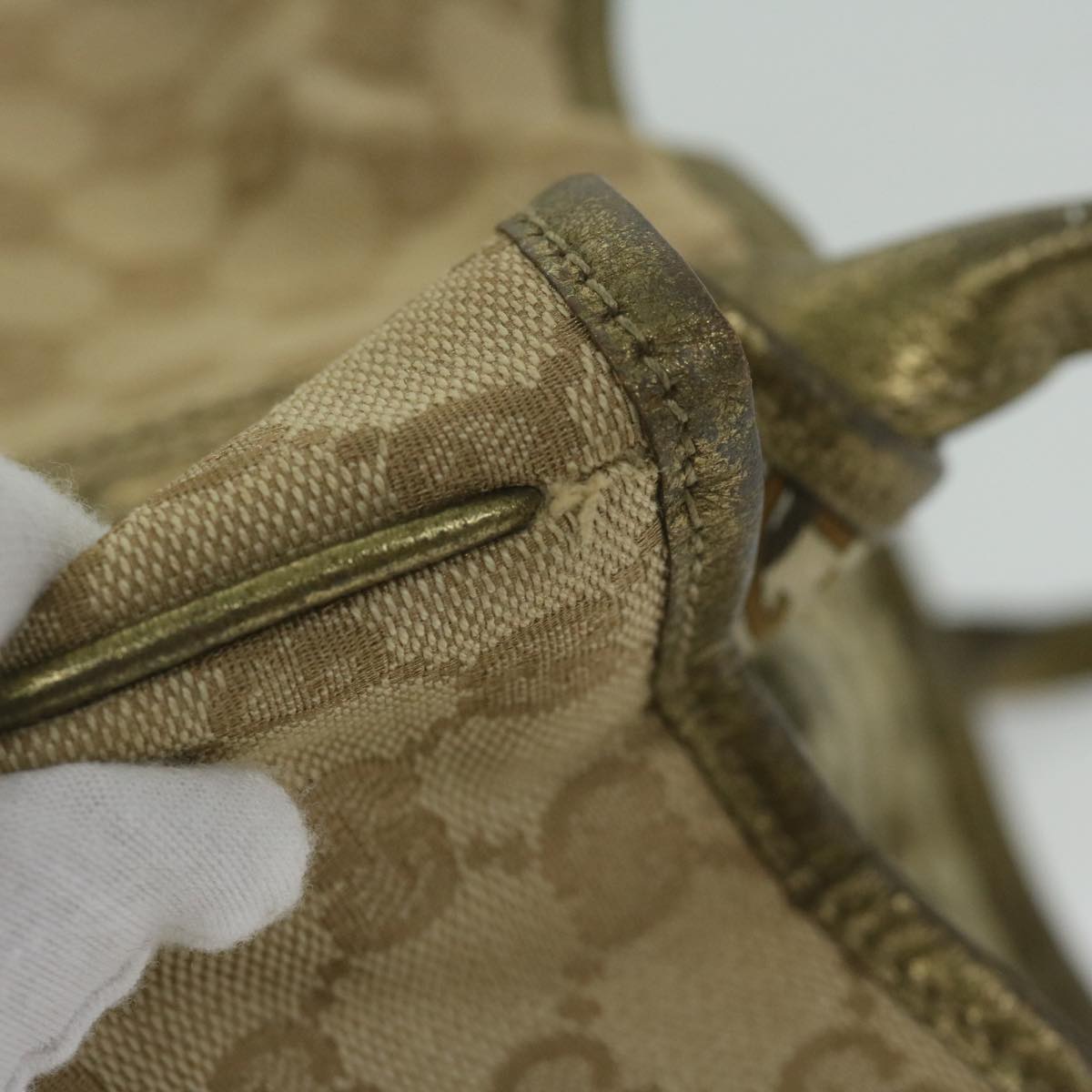 GUCCI GG Canvas Tote Bag Beige 163805 61430
