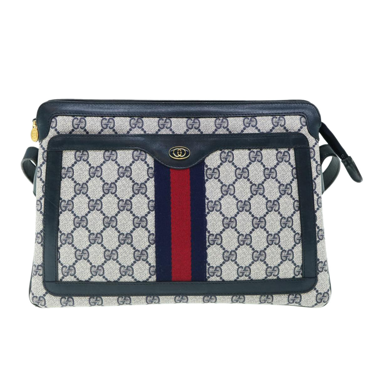 GUCCI GG Supreme Sherry Line Shoulder Bag Red Navy 010 378 61489