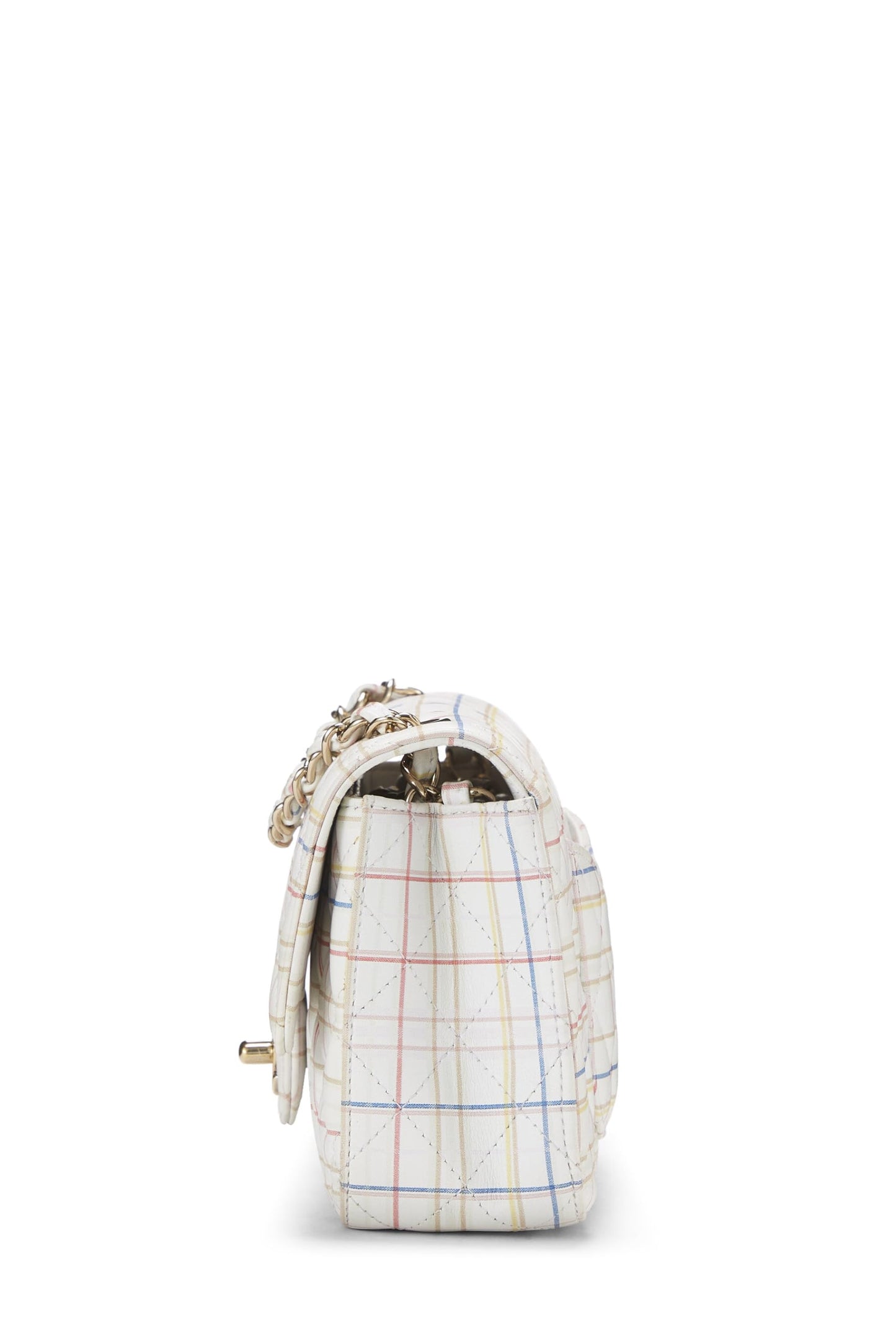 Chanel,  White & Multicolor Plaid Calfskin Rectangular Flap Mini, Multi