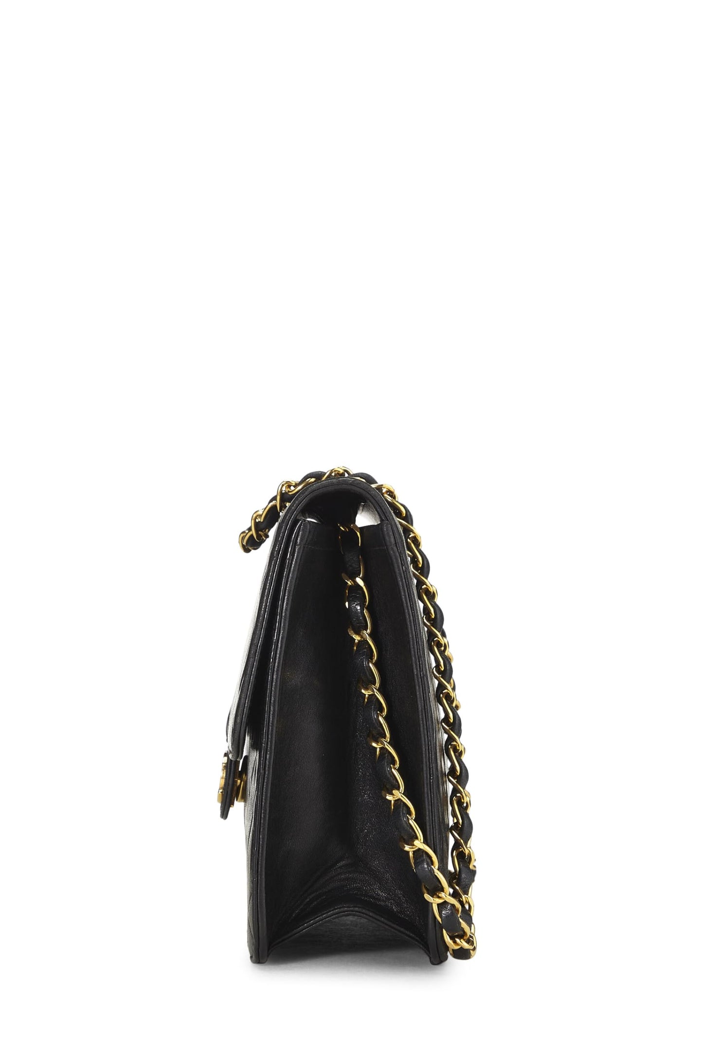 Chanel,  Black Quilted Lambskin Ex Flap Medium, Black