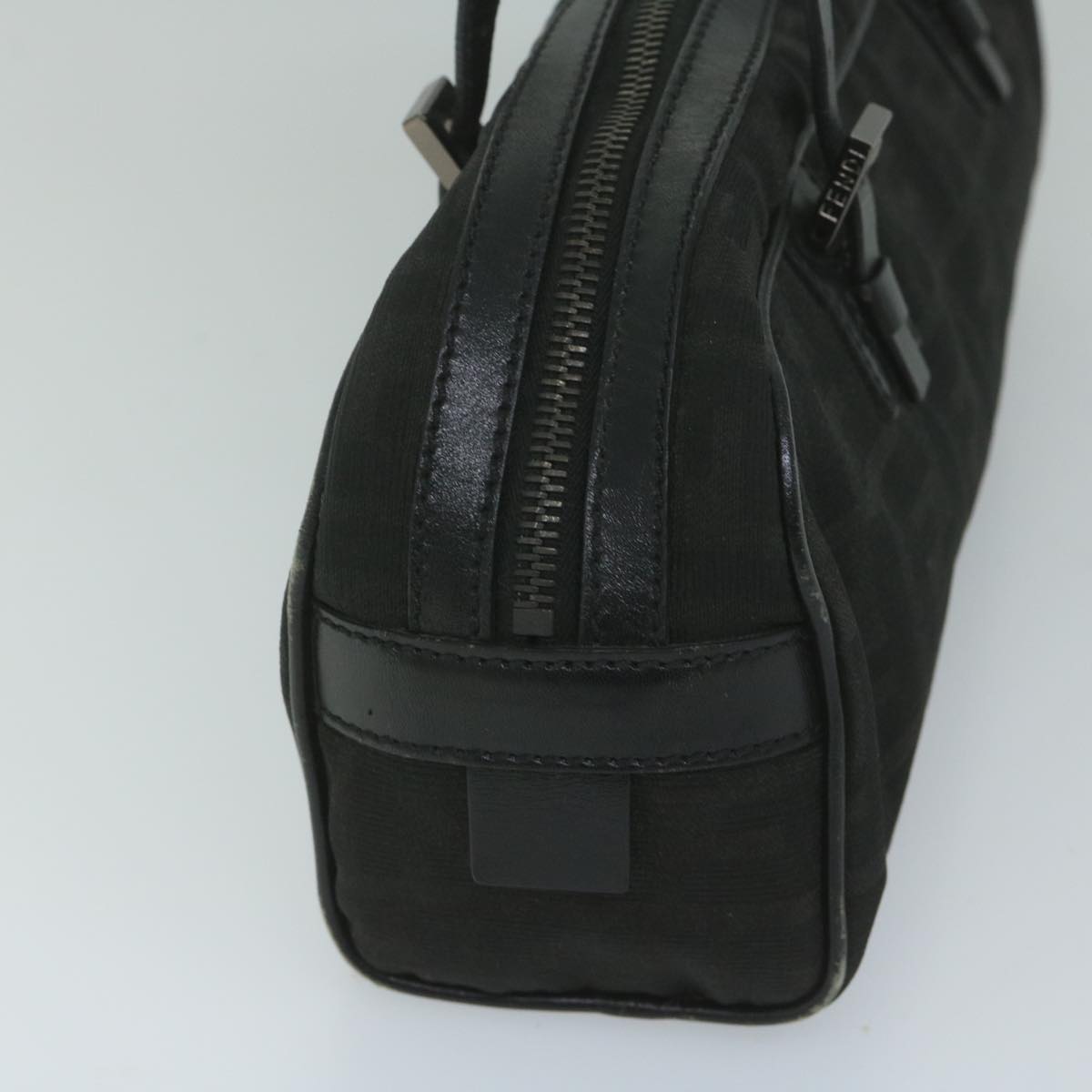 FENDI Zucca Canvas Hand Bag Black 61538