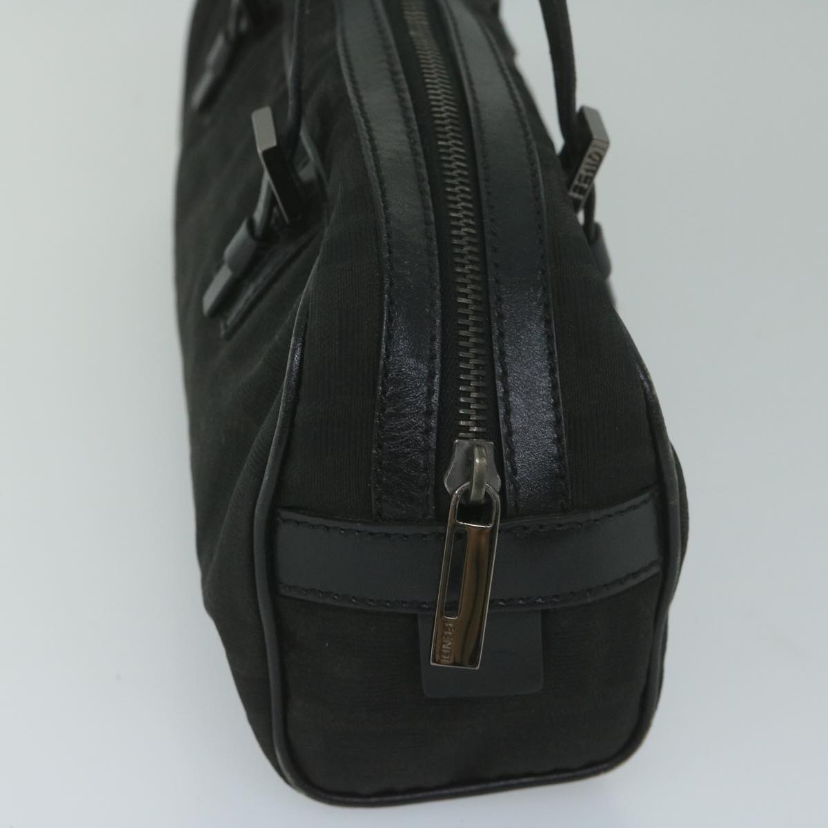 FENDI Zucca Canvas Hand Bag Black 61538