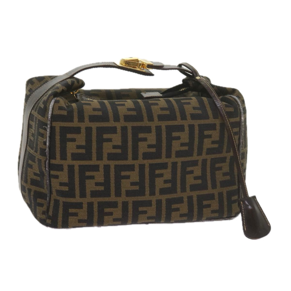 FENDI Zucca Canvas Vanity Cosmetic Pouch Black Brown 61576