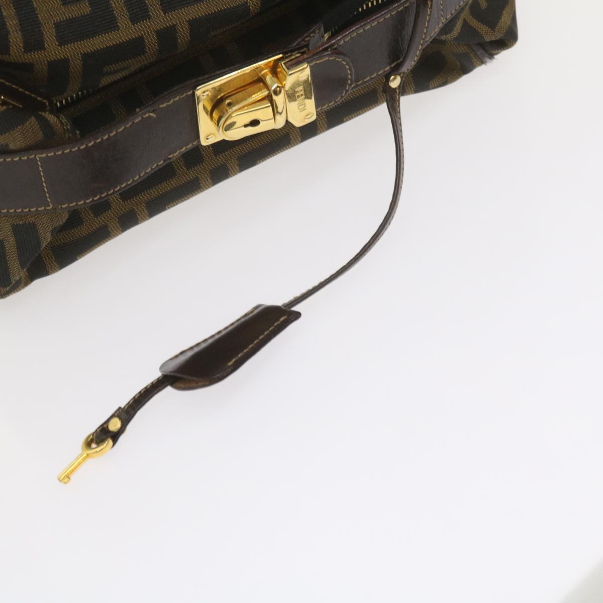 FENDI Zucca Canvas Vanity Cosmetic Pouch Black Brown 61576