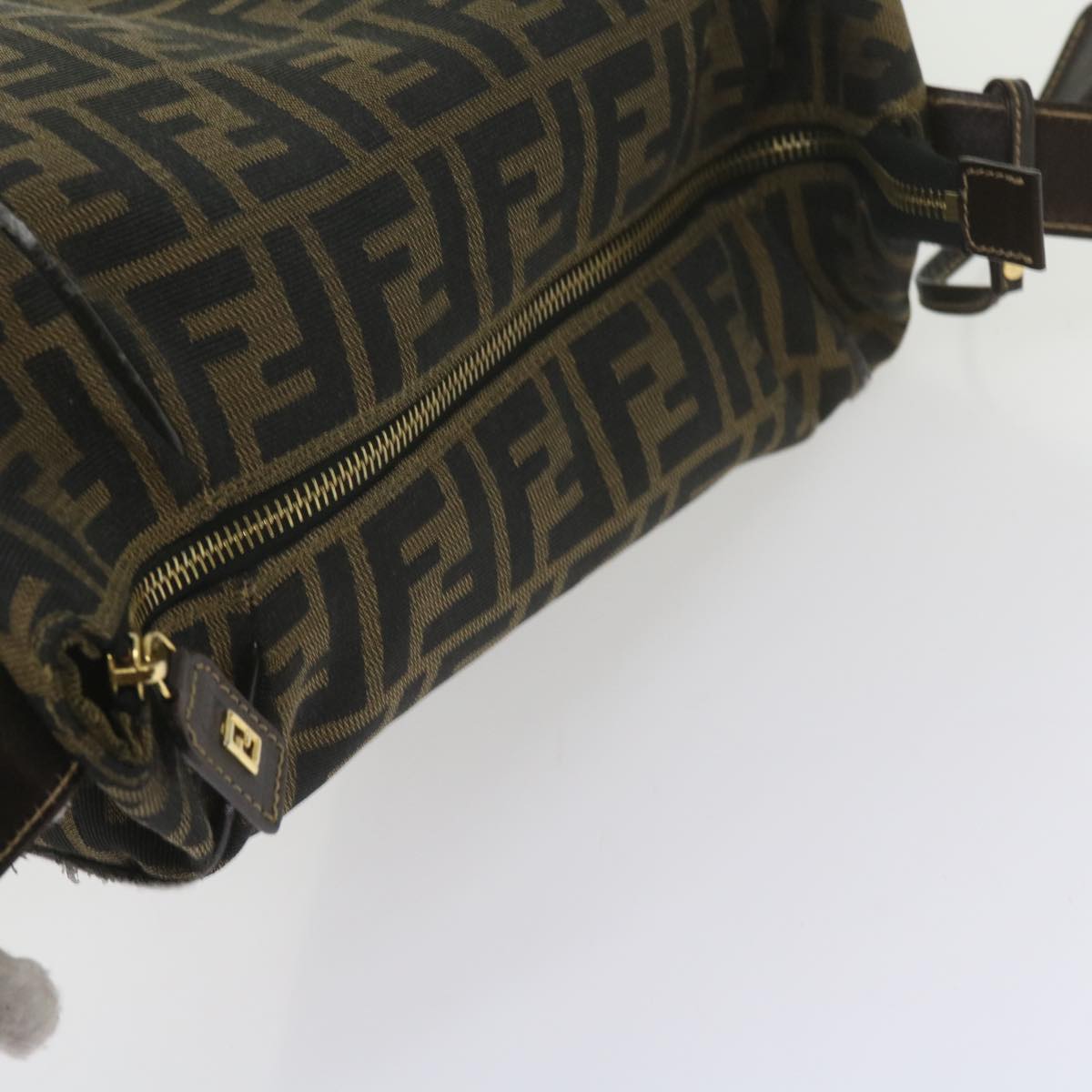FENDI Zucca Canvas Vanity Cosmetic Pouch Black Brown 61576