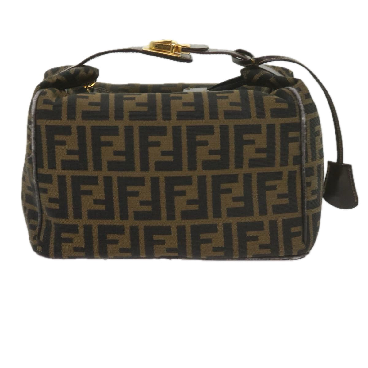 FENDI Zucca Canvas Vanity Cosmetic Pouch Black Brown 61576