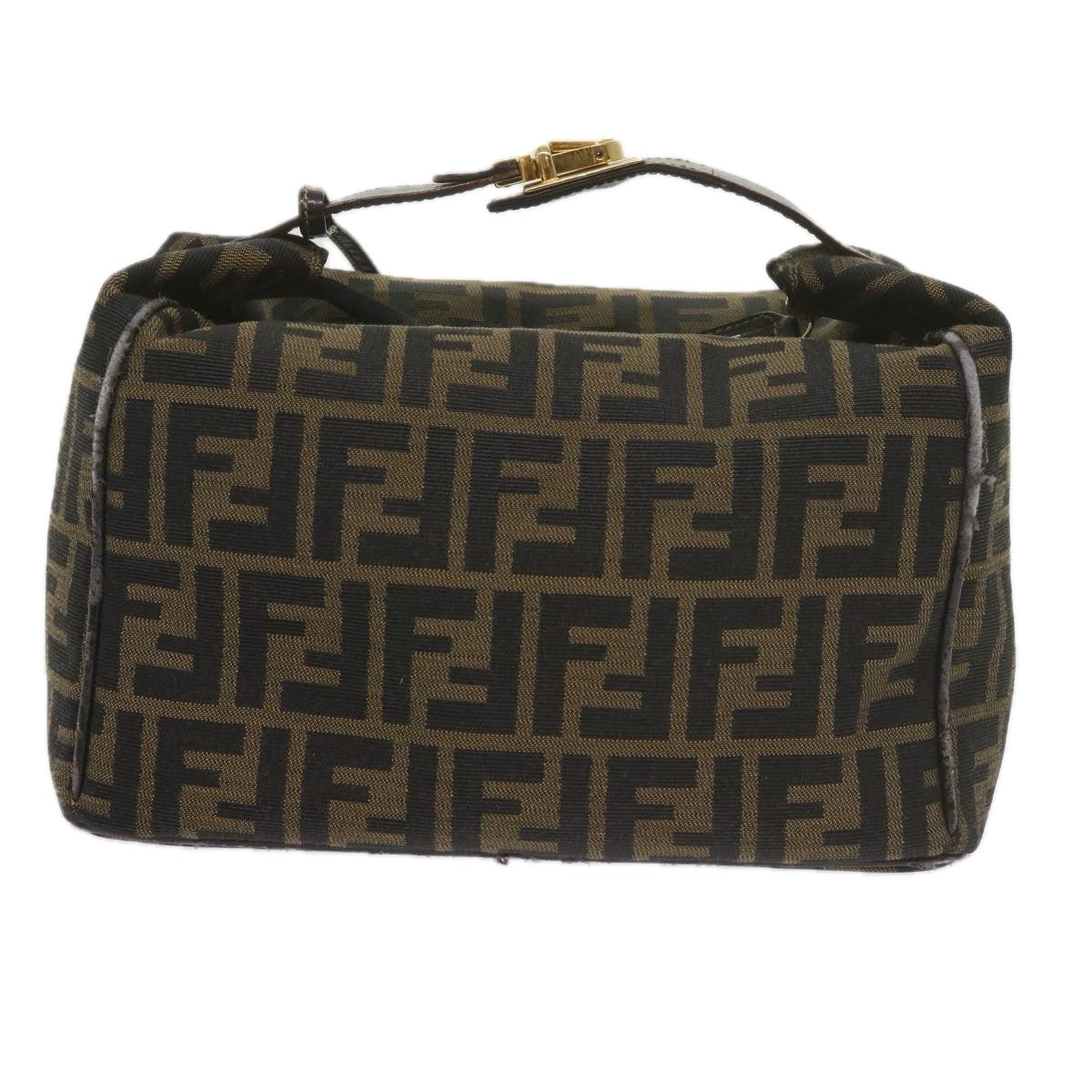 FENDI Zucca Canvas Vanity Cosmetic Pouch Black Brown 61576