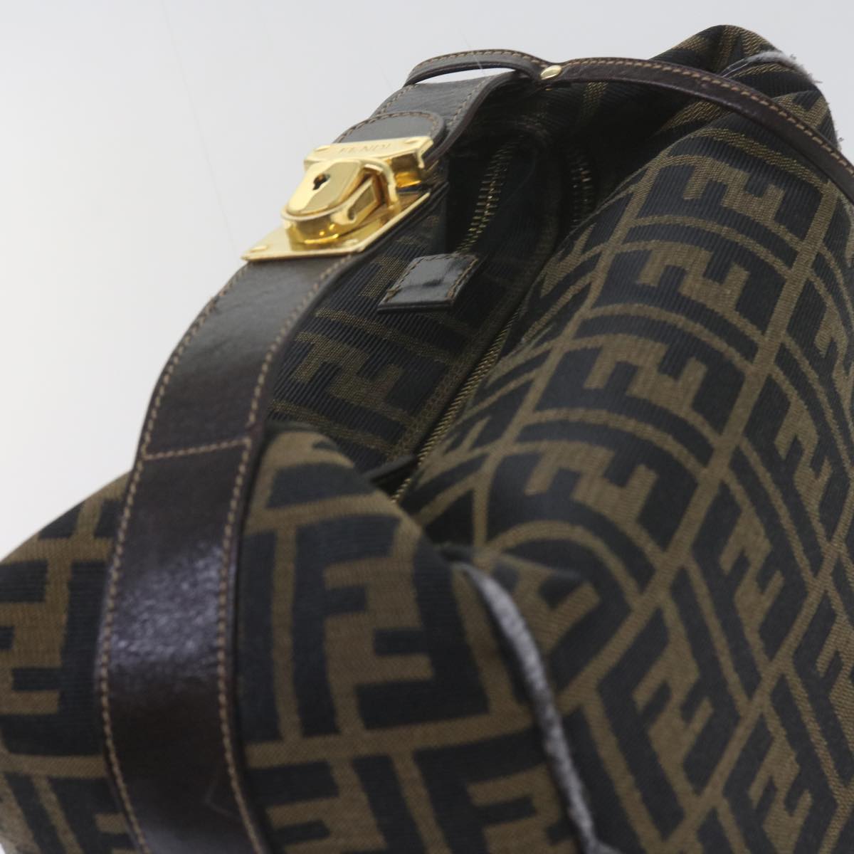FENDI Zucca Canvas Vanity Cosmetic Pouch Black Brown 61576