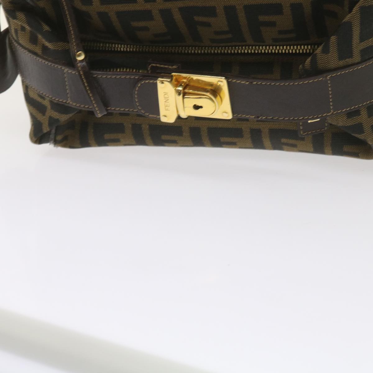 FENDI Zucca Canvas Vanity Cosmetic Pouch Black Brown 61576