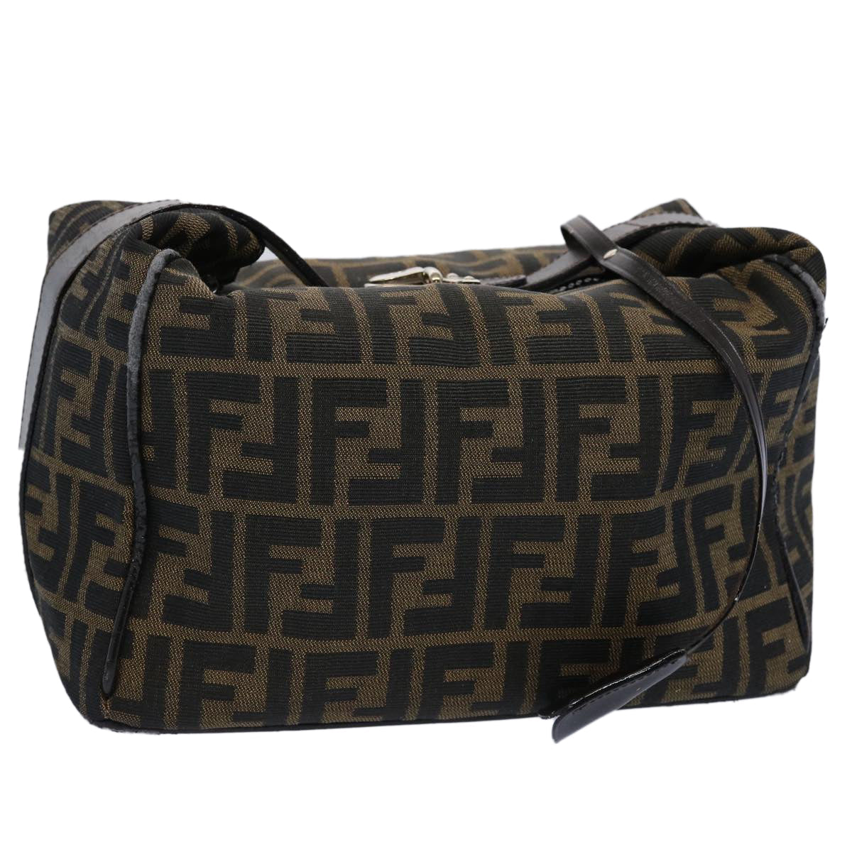 FENDI Zucca Canvas Vanity Cosmetic Pouch Black Brown 61577