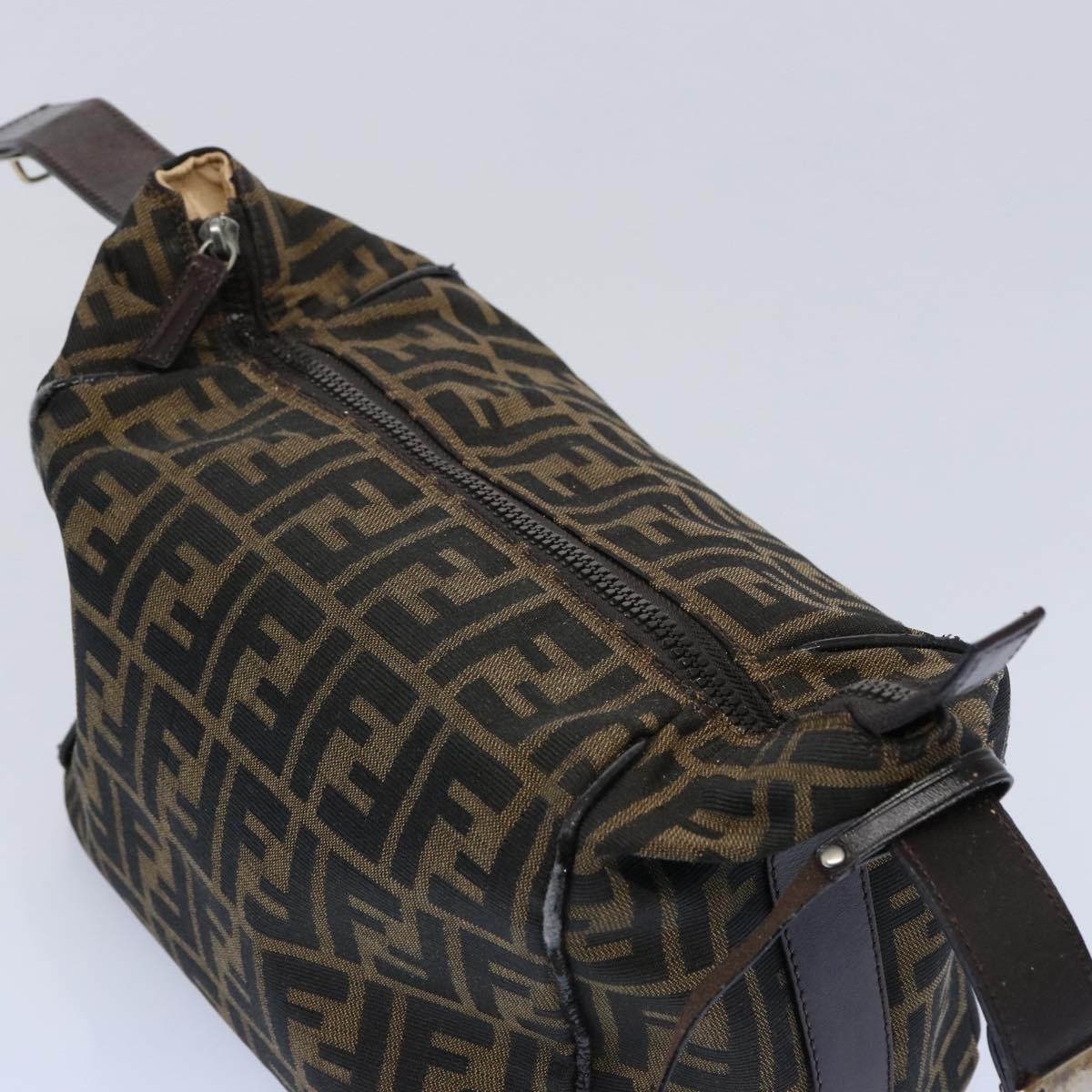 FENDI Zucca Canvas Vanity Cosmetic Pouch Black Brown 61577