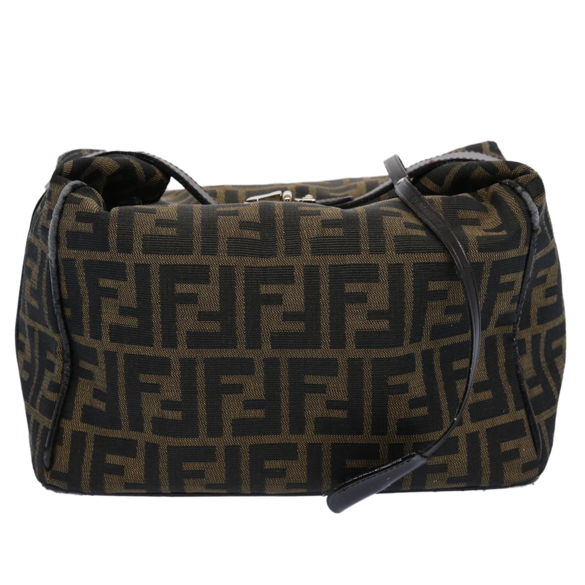 FENDI Zucca Canvas Vanity Cosmetic Pouch Black Brown 61577