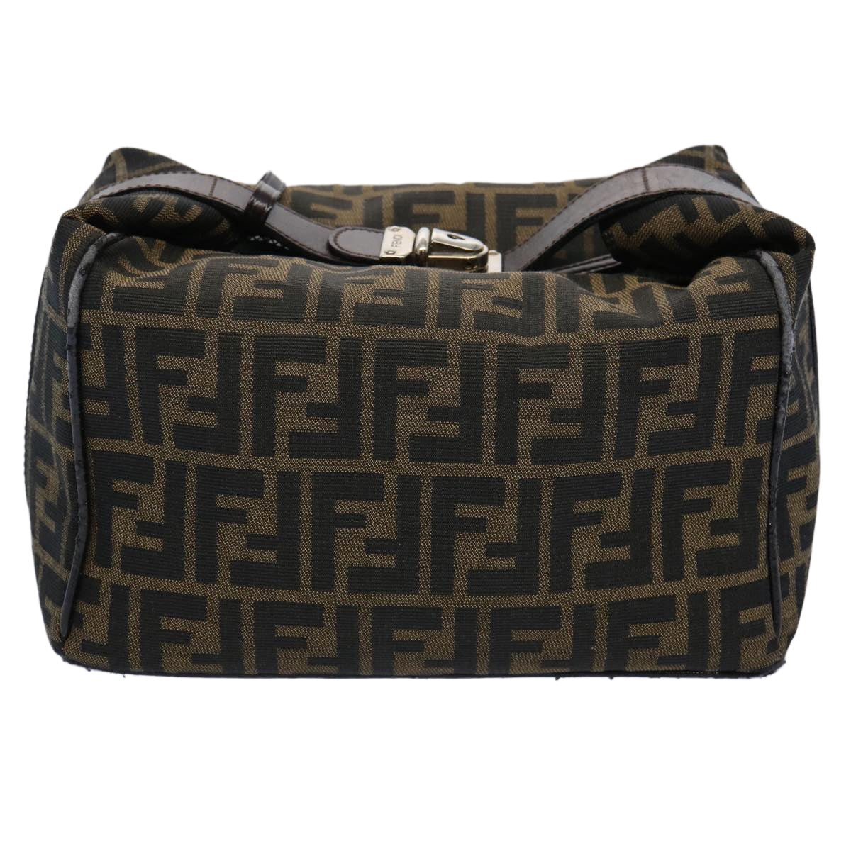 FENDI Zucca Canvas Vanity Cosmetic Pouch Black Brown 61577