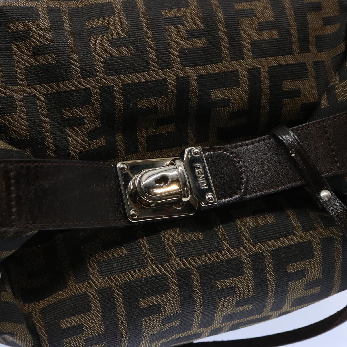 FENDI Zucca Canvas Vanity Cosmetic Pouch Black Brown 61577