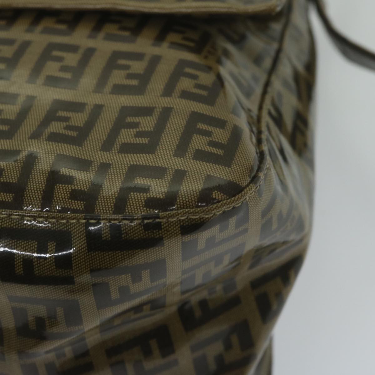 FENDI Zucchino Canvas Mamma Baguette Shoulder Bag Coated Canvas Brown 61639