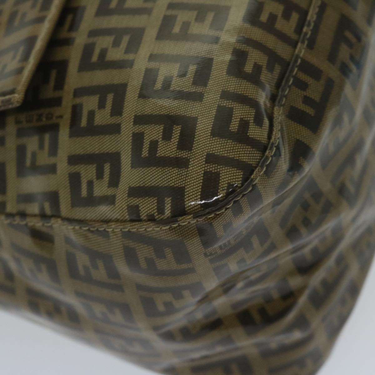 FENDI Zucchino Canvas Mamma Baguette Shoulder Bag Coated Canvas Brown 61639