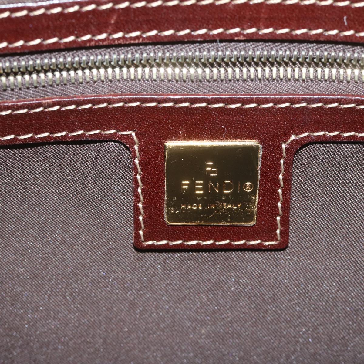 FENDI Zucchino Canvas Mamma Baguette Shoulder Bag Coated Canvas Brown 61639
