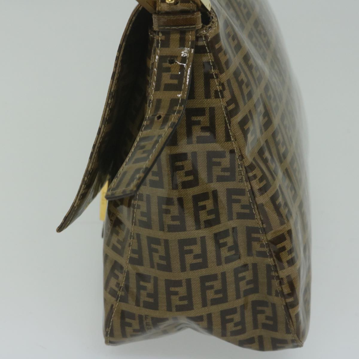 FENDI Zucchino Canvas Mamma Baguette Shoulder Bag Coated Canvas Brown 61639