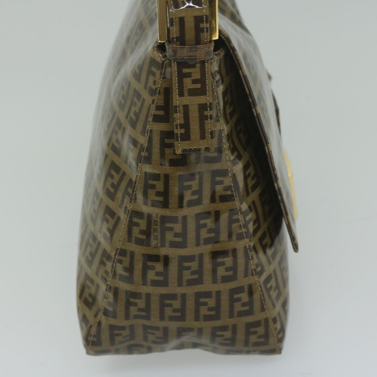 FENDI Zucchino Canvas Mamma Baguette Shoulder Bag Coated Canvas Brown 61639