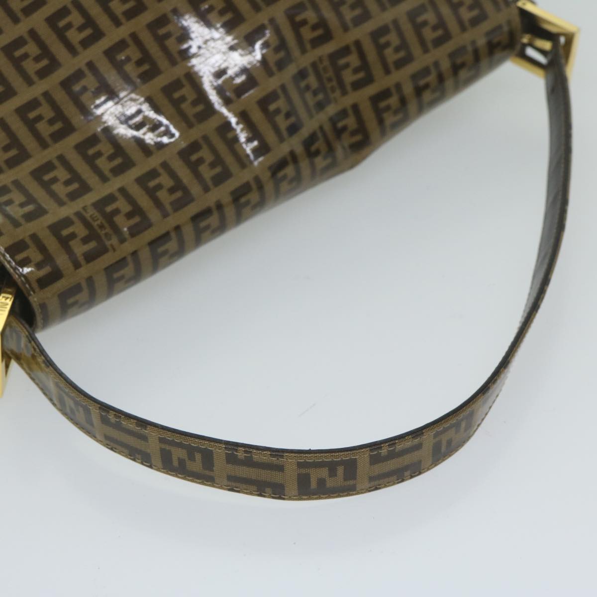 FENDI Zucchino Canvas Mamma Baguette Shoulder Bag Coated Canvas Brown 61639