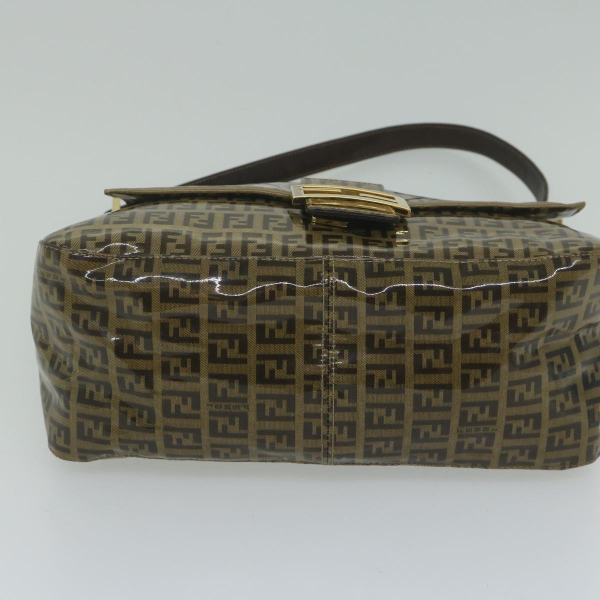 FENDI Zucchino Canvas Mamma Baguette Shoulder Bag Coated Canvas Brown 61639
