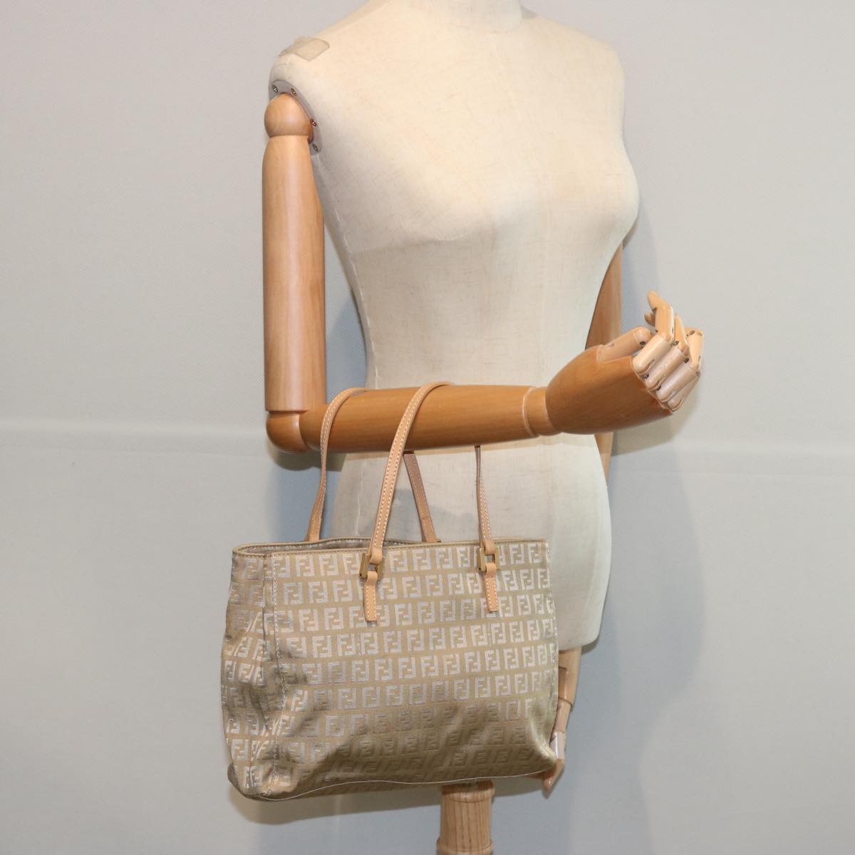 FENDI Zucchino Canvas Hand Bag Beige 61641