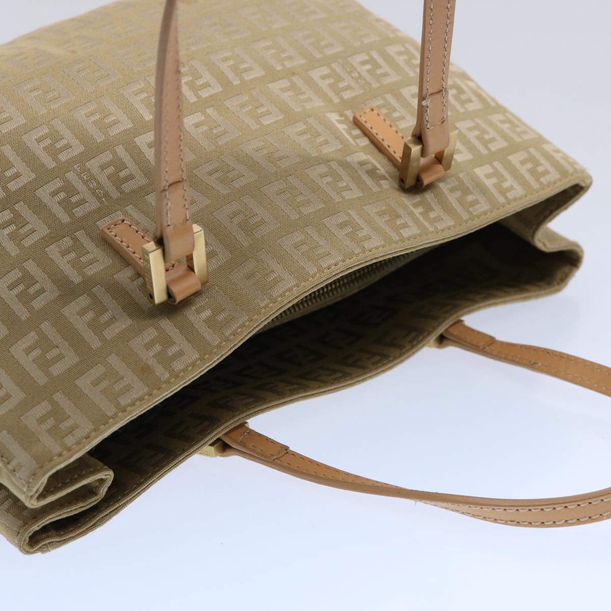 FENDI Zucchino Canvas Hand Bag Beige 61641