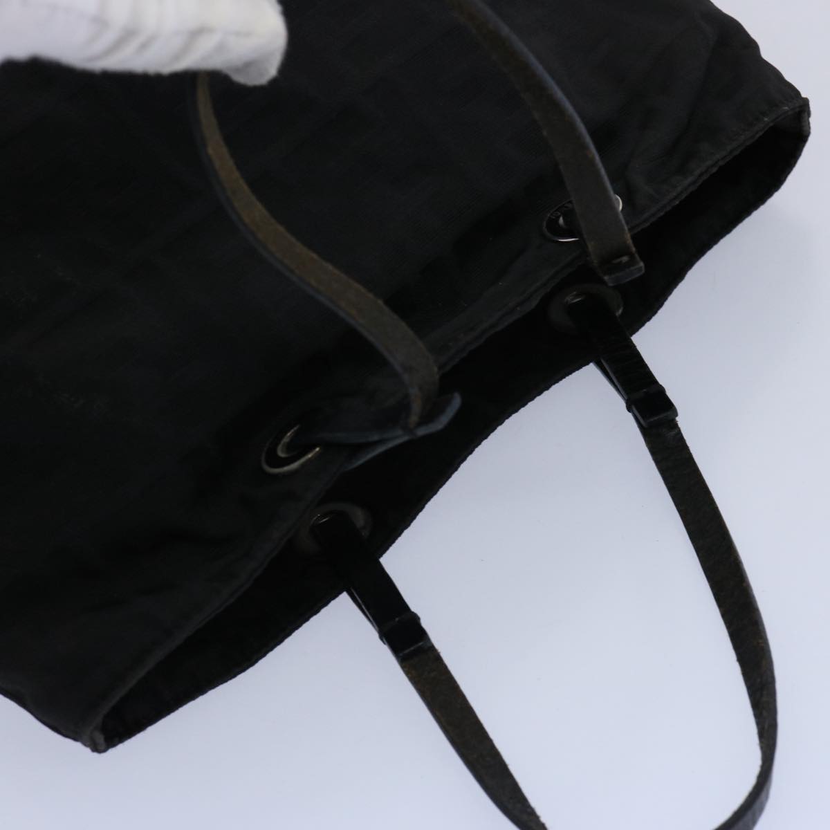 FENDI Zucca Canvas Hand Bag Black 61642