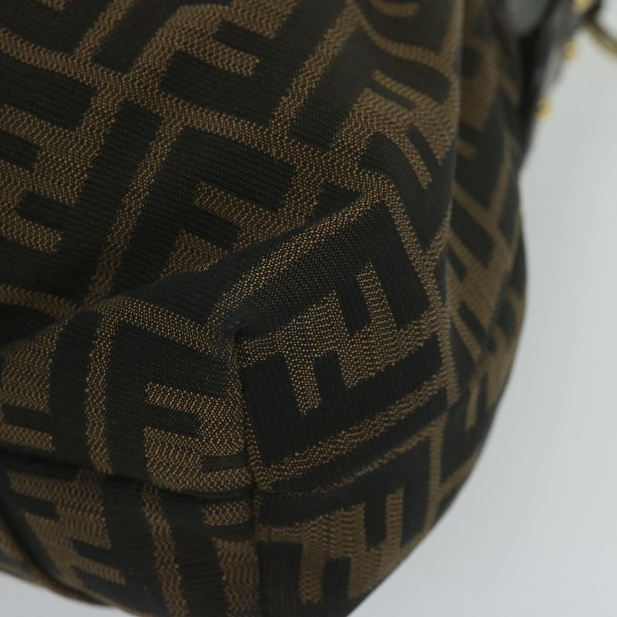 FENDI Zucca Canvas Shoulder Bag Black Brown 61645