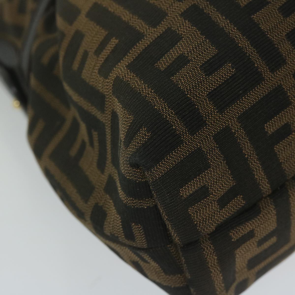 FENDI Zucca Canvas Shoulder Bag Black Brown 61645