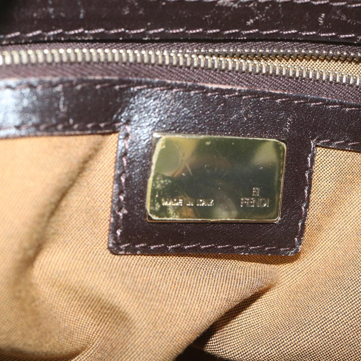FENDI Zucca Canvas Shoulder Bag Black Brown 61645