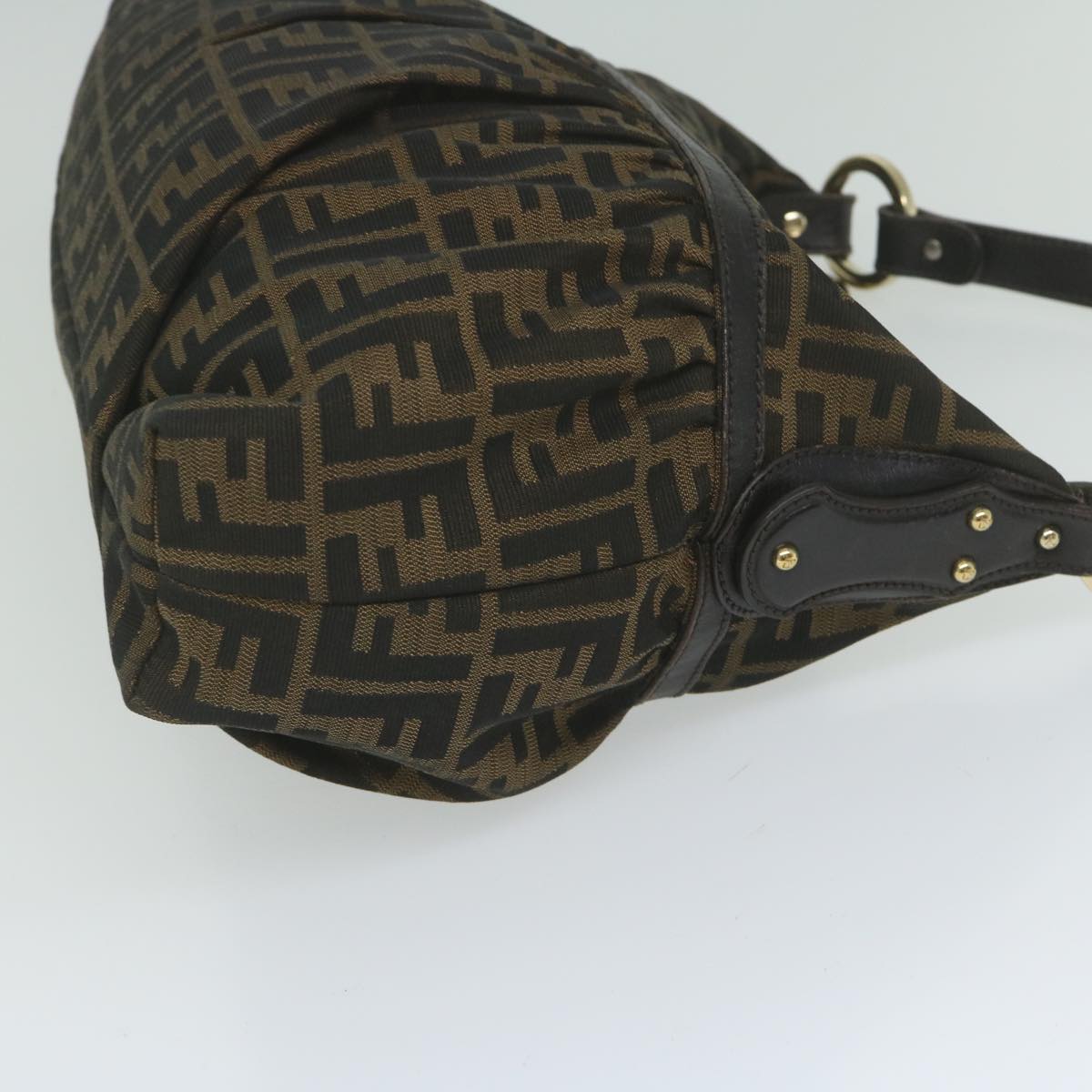 FENDI Zucca Canvas Shoulder Bag Black Brown 61645