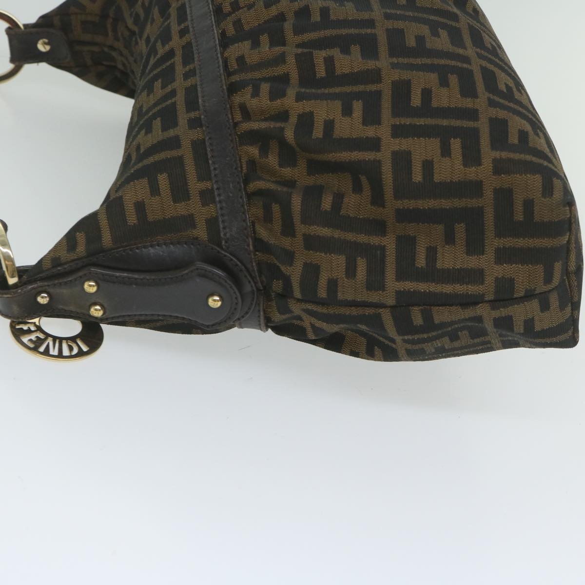 FENDI Zucca Canvas Shoulder Bag Black Brown 61645