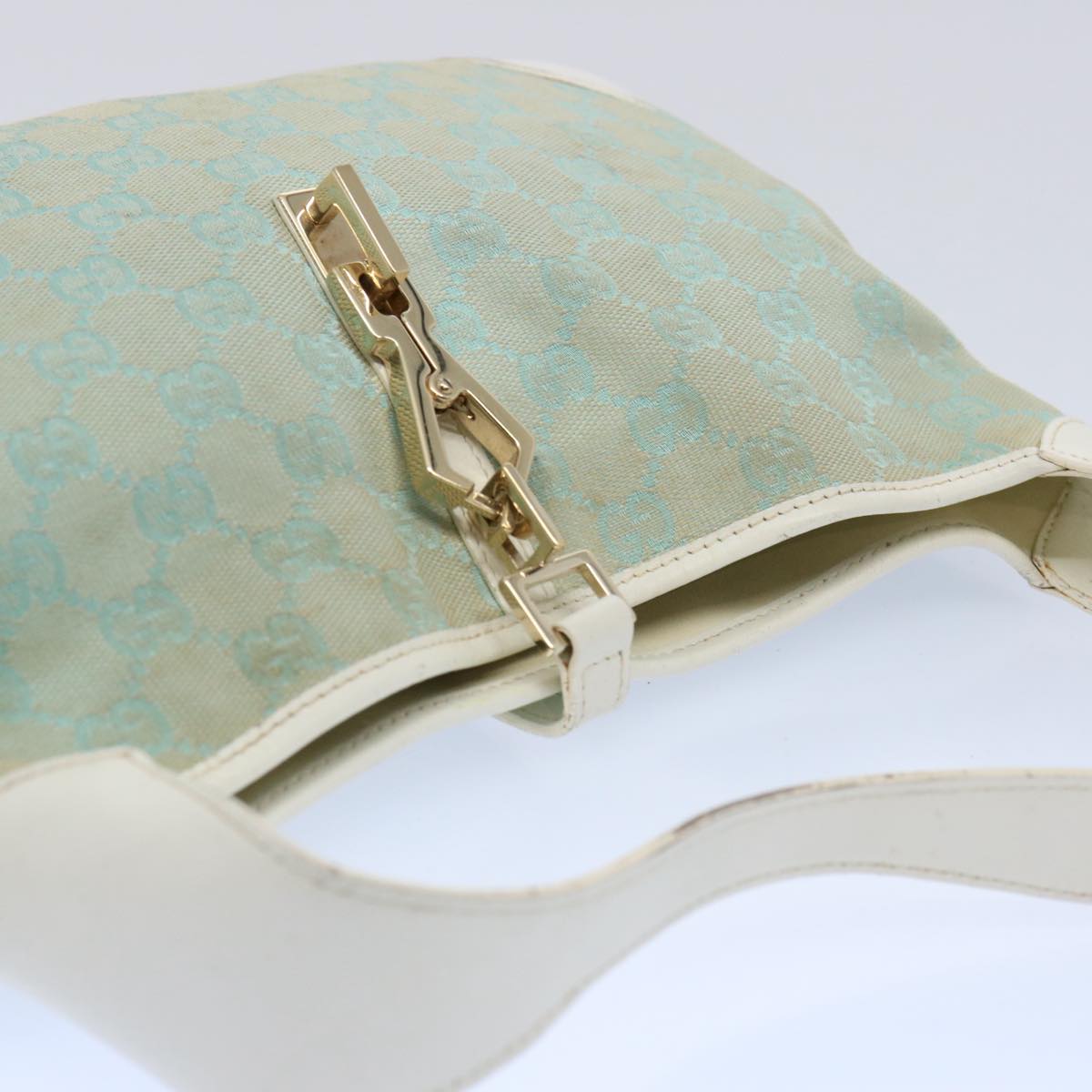 GUCCI GG Canvas Jackie Shoulder Bag Light Blue 001 4057 61650