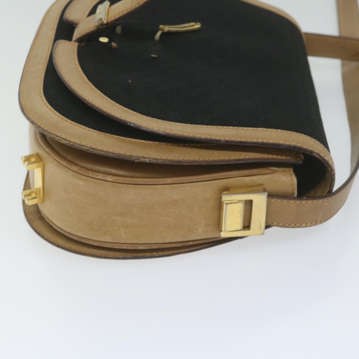 GUCCI Micro GG Canvas Shoulder Bag Black Beige 61694