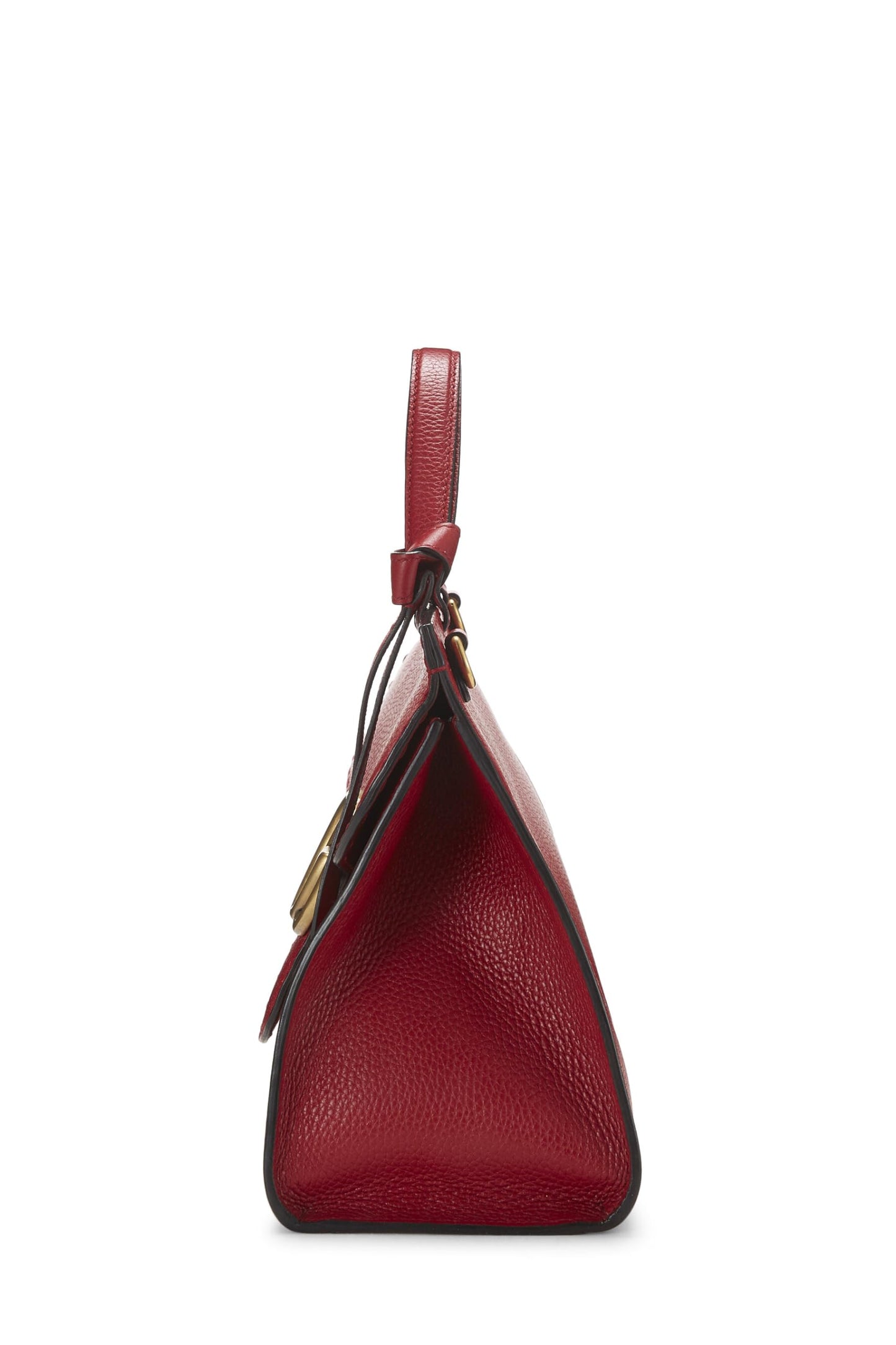 Gucci,  Red Leather GG Marmont Top Handle Flap Bag Small, Red