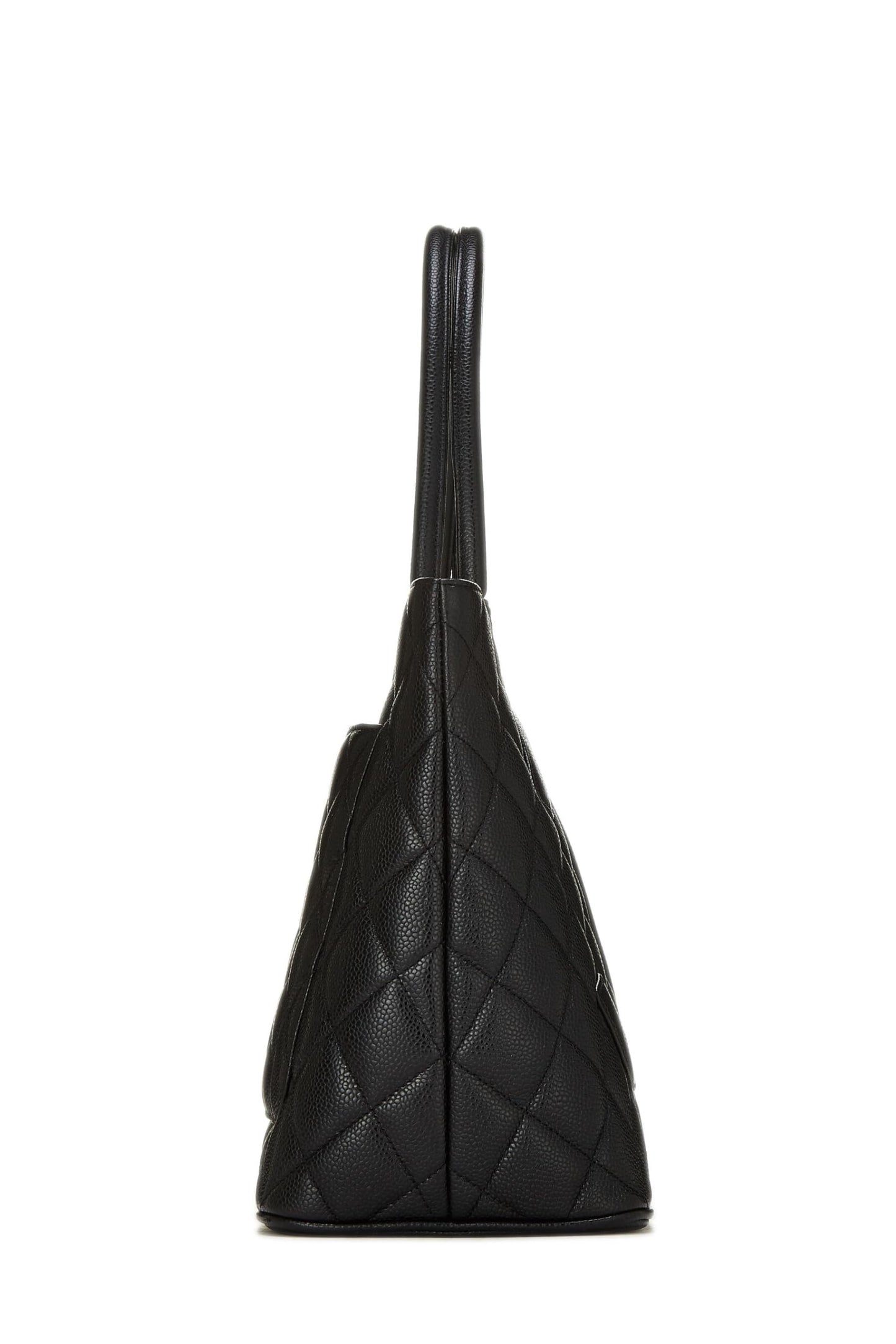 Chanel,  Black Quilted Caviar Medallion Tote, Black