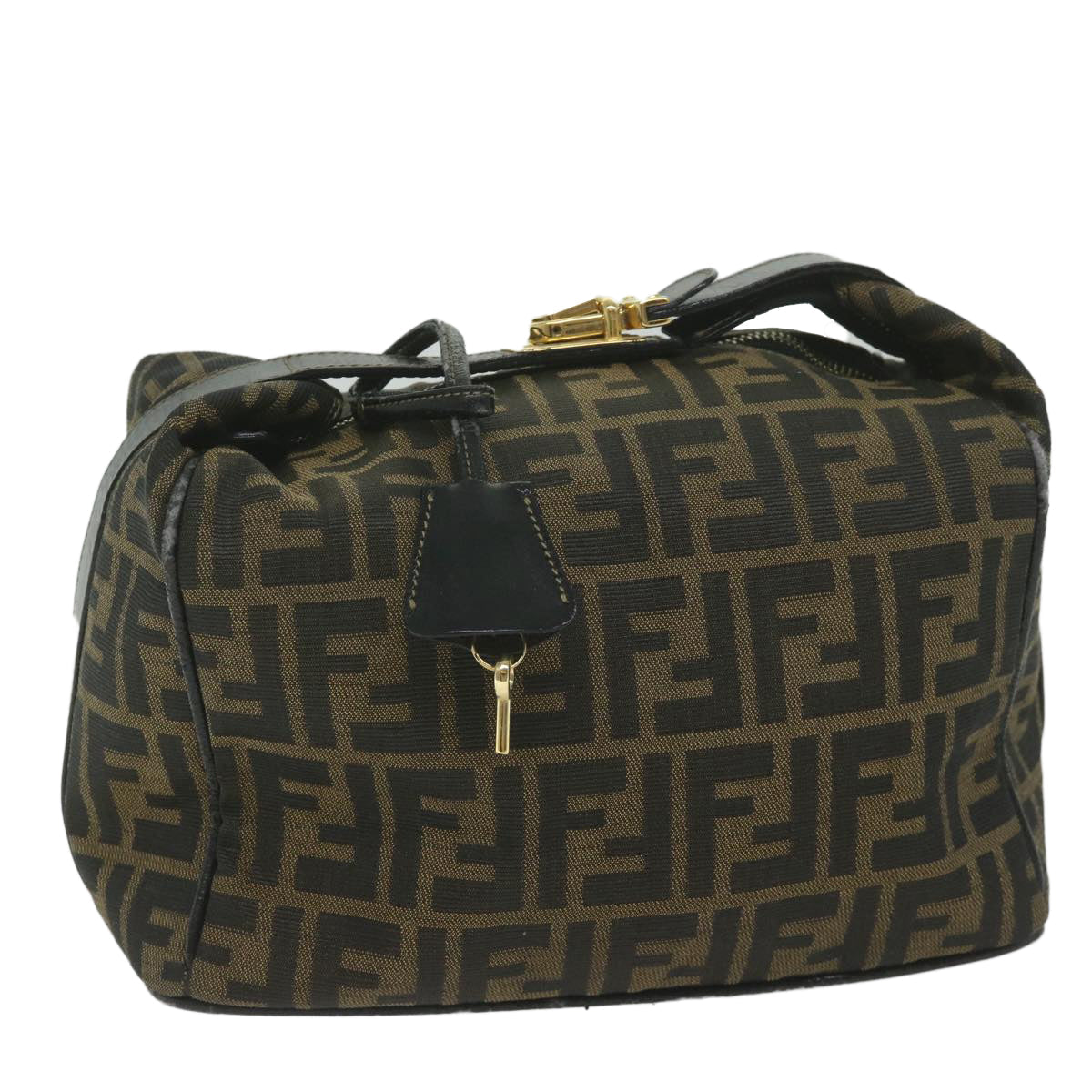 FENDI Zucca Canvas Vanity Cosmetic Pouch Black Brown 61795