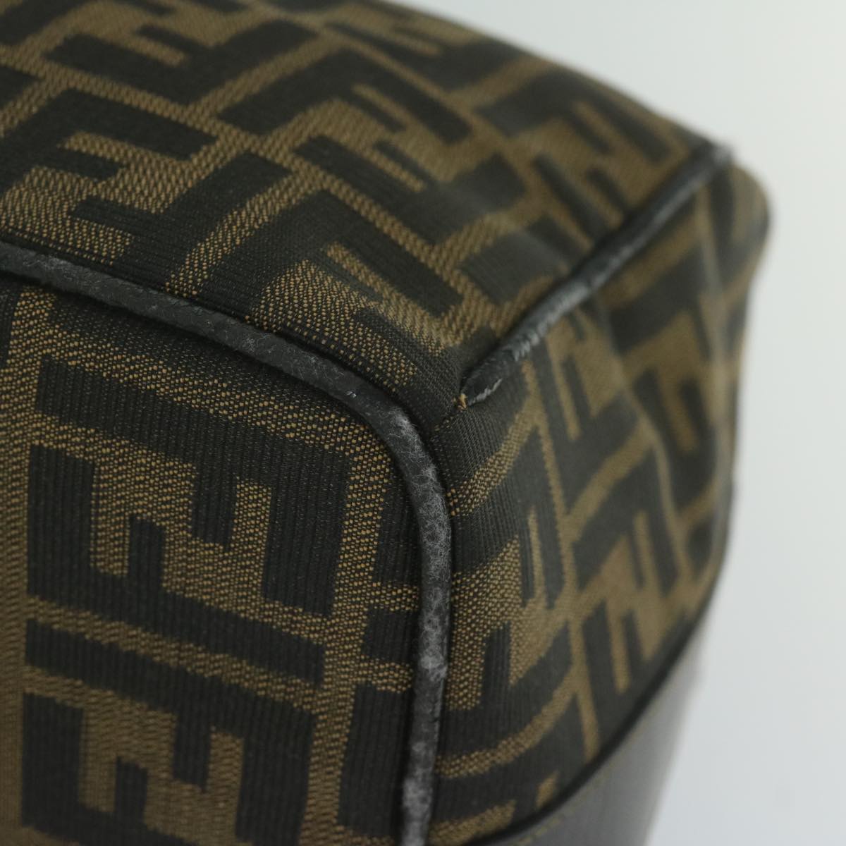 FENDI Zucca Canvas Vanity Cosmetic Pouch Black Brown 61795