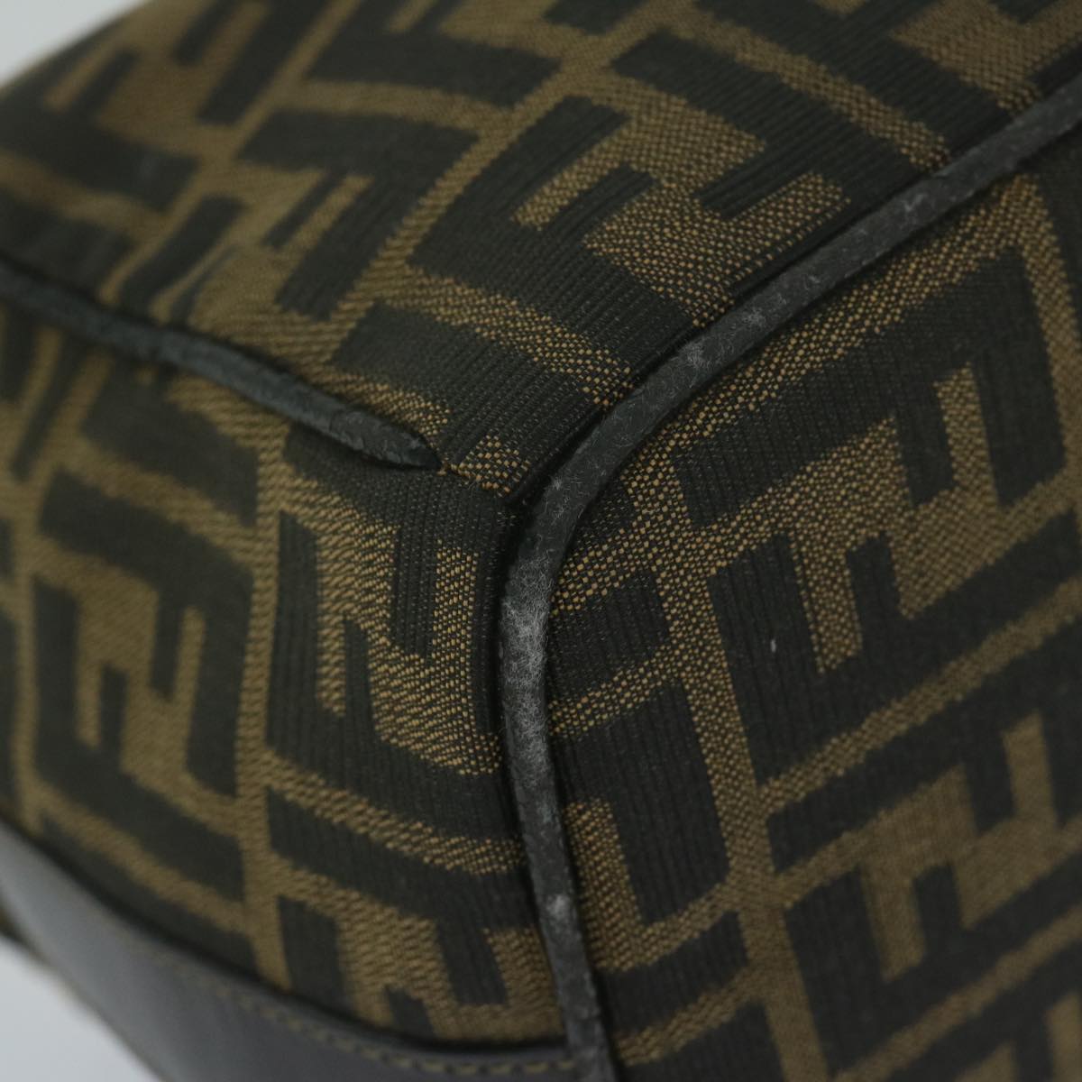 FENDI Zucca Canvas Vanity Cosmetic Pouch Black Brown 61795