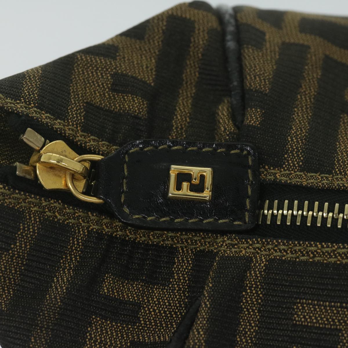 FENDI Zucca Canvas Vanity Cosmetic Pouch Black Brown 61795