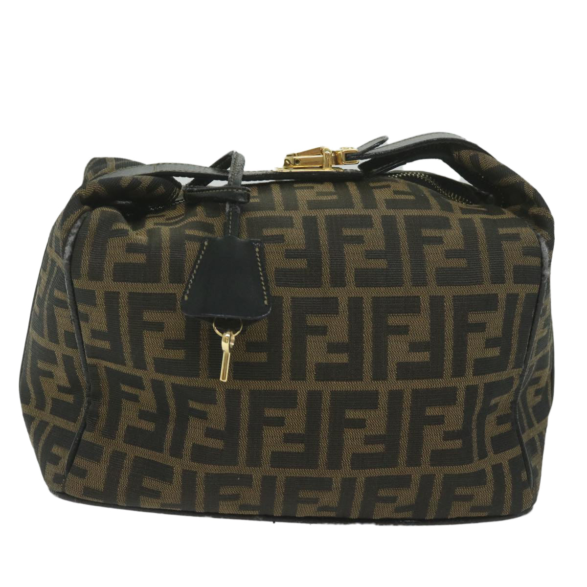 FENDI Zucca Canvas Vanity Cosmetic Pouch Black Brown 61795