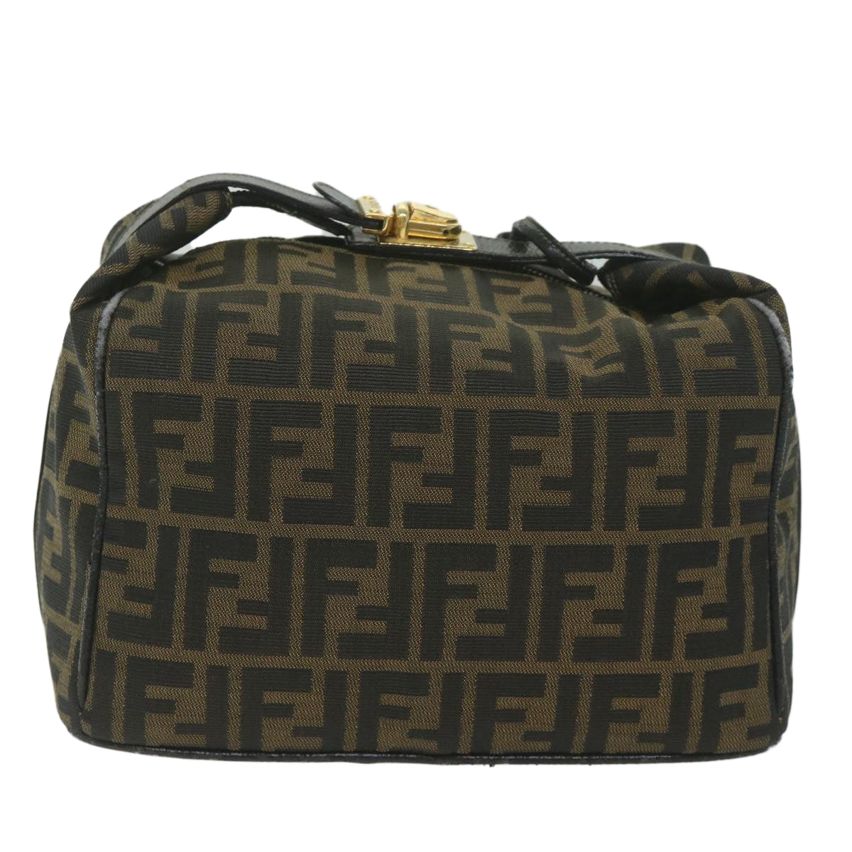 FENDI Zucca Canvas Vanity Cosmetic Pouch Black Brown 61795