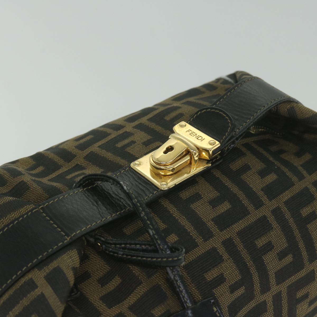 FENDI Zucca Canvas Vanity Cosmetic Pouch Black Brown 61795