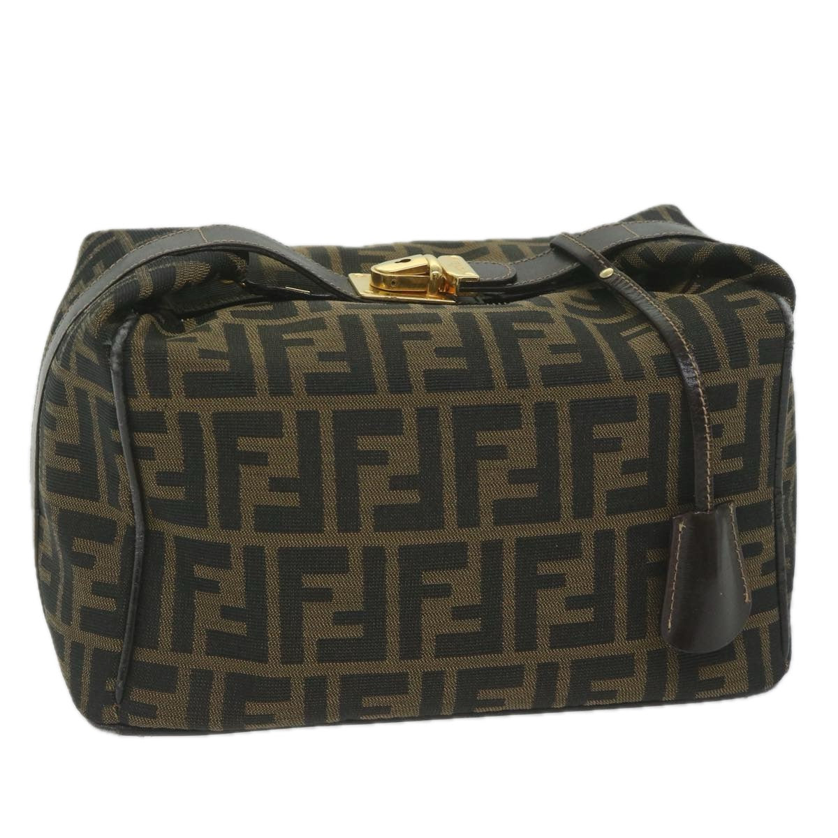 FENDI Zucca Canvas Vanity Cosmetic Pouch Black Brown 61796