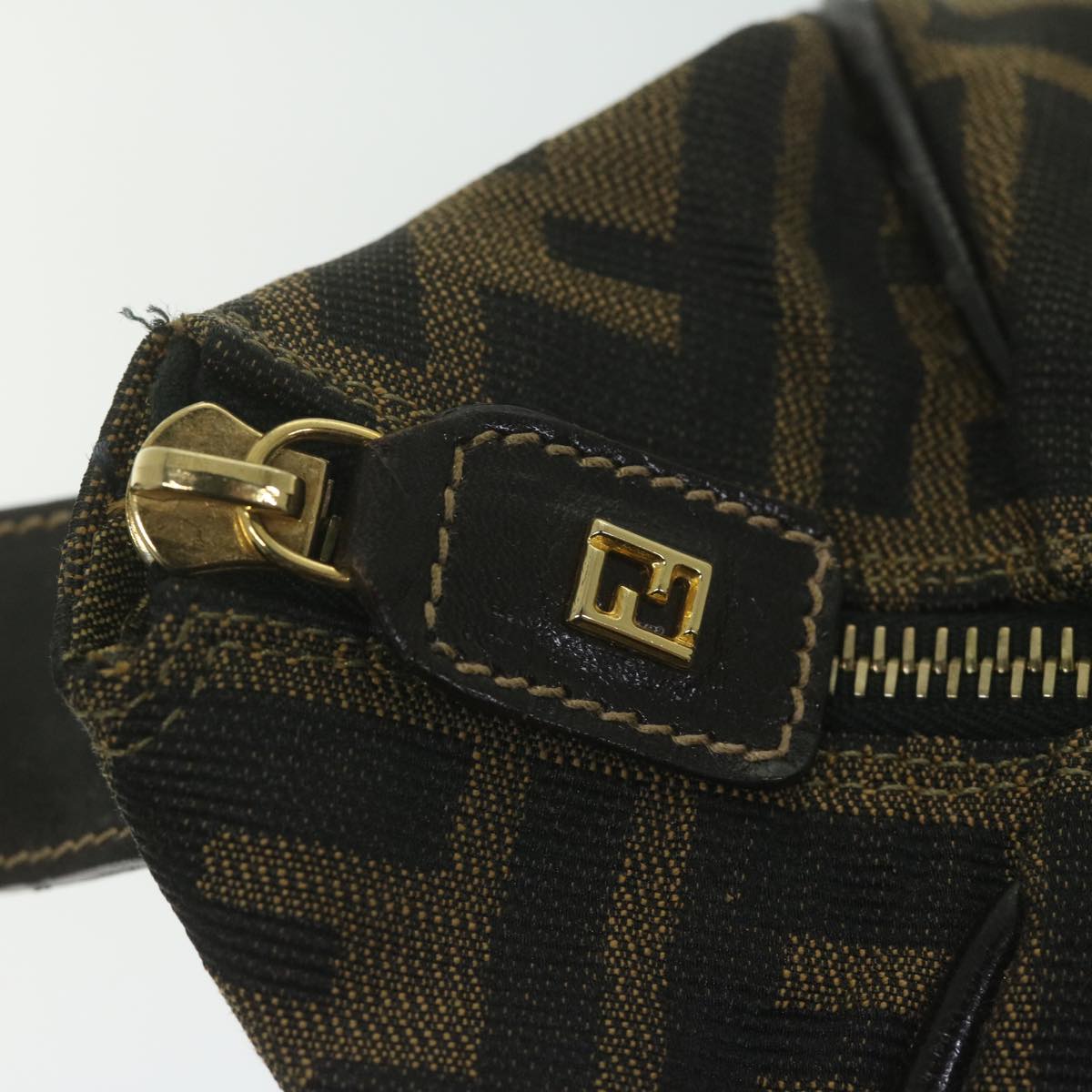 FENDI Zucca Canvas Vanity Cosmetic Pouch Black Brown 61796