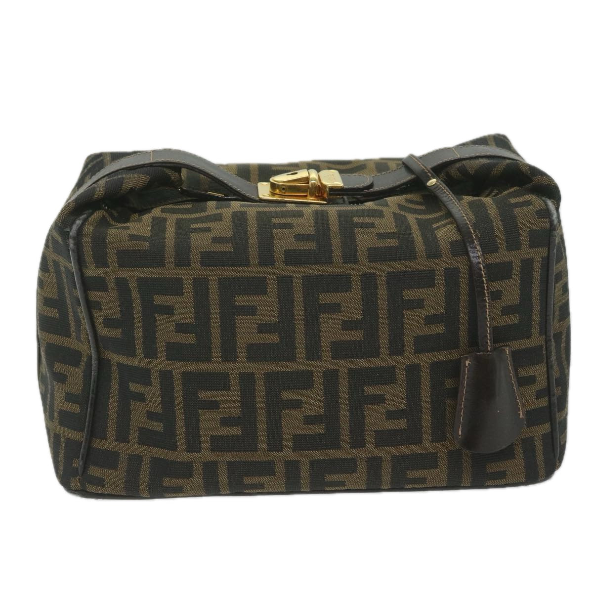 FENDI Zucca Canvas Vanity Cosmetic Pouch Black Brown 61796