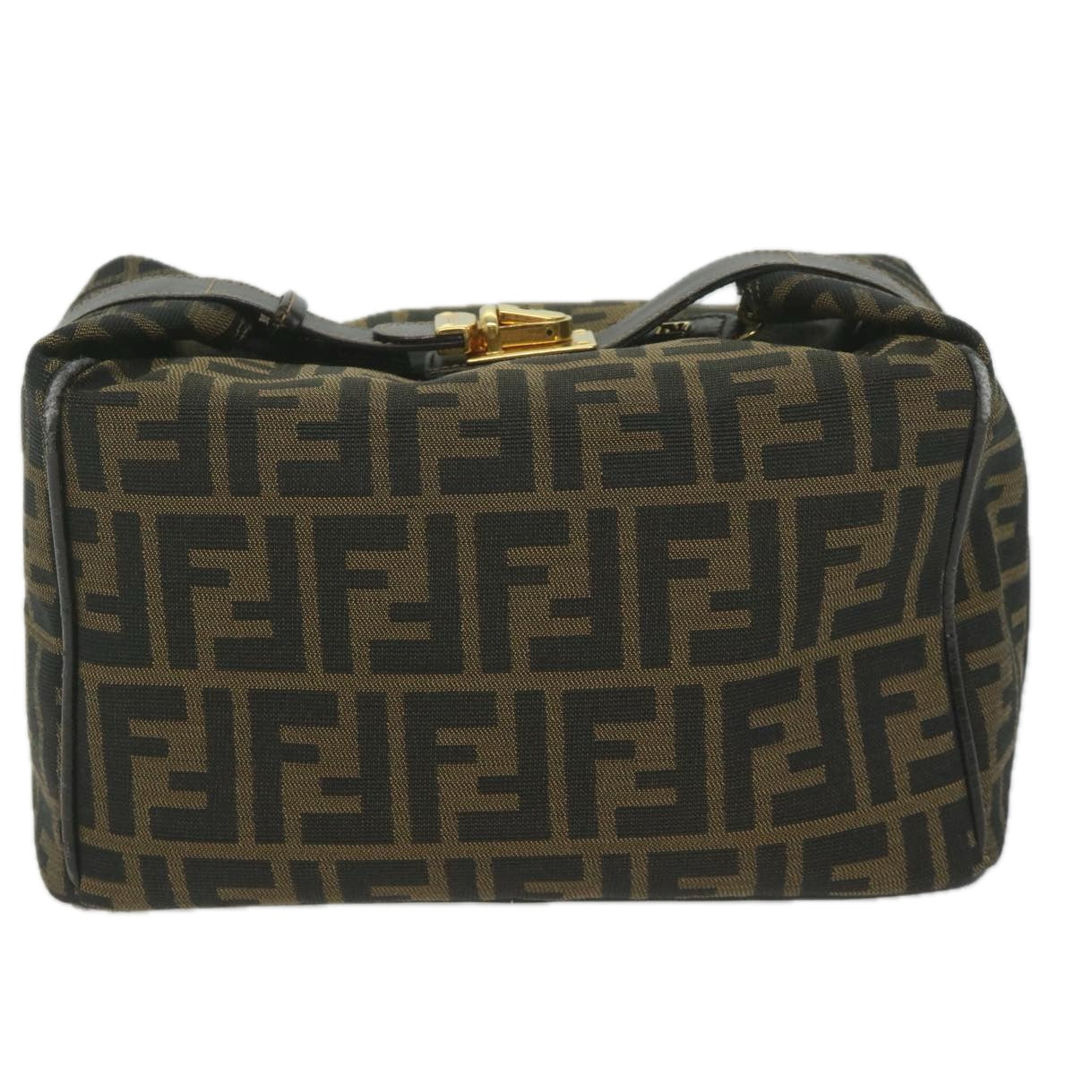 FENDI Zucca Canvas Vanity Cosmetic Pouch Black Brown 61796