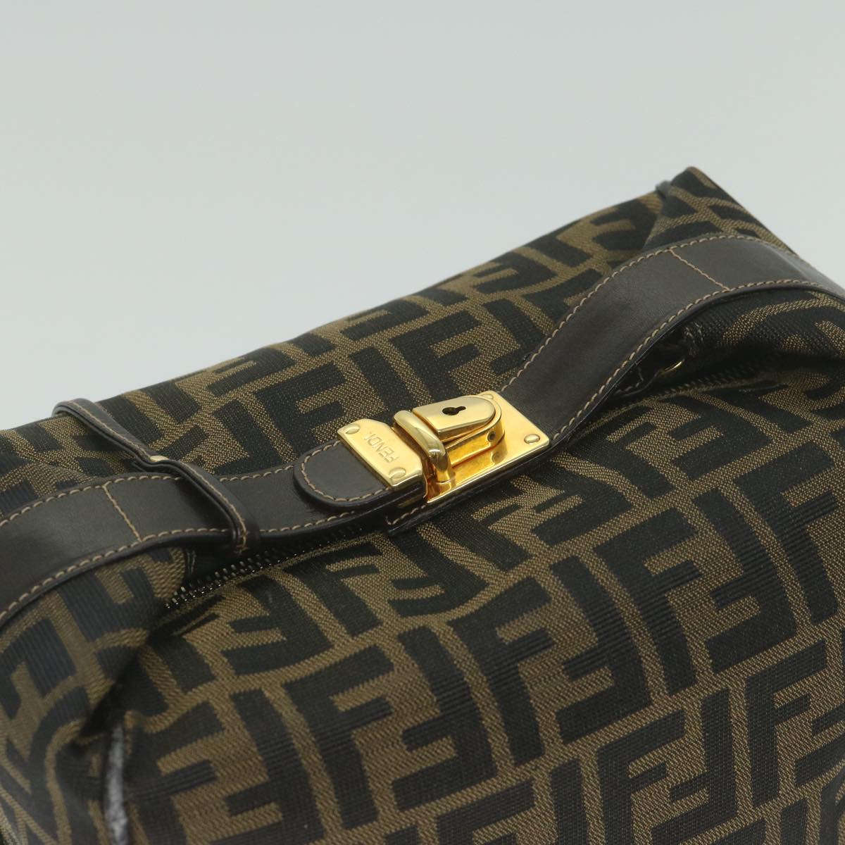 FENDI Zucca Canvas Vanity Cosmetic Pouch Black Brown 61796